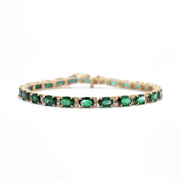 Oval Emerald and Diamond Eternity Bracelet (14K)