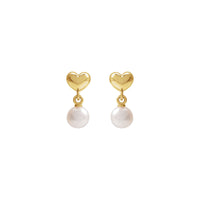 Pearl Dangle Heart Earrings