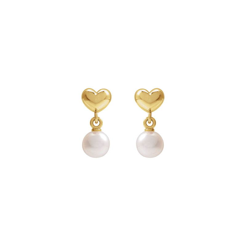 Pearl Dangle Heart Earrings