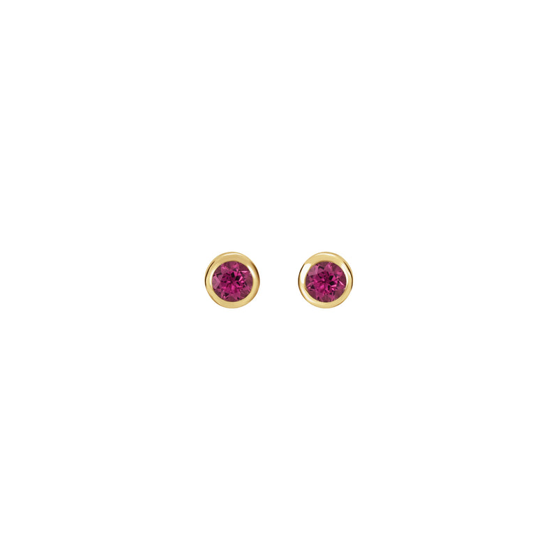 Natural Pink Tourmaline Bezel Stud Earrings