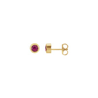 Natural Pink Tourmaline Bezel Stud Earrings