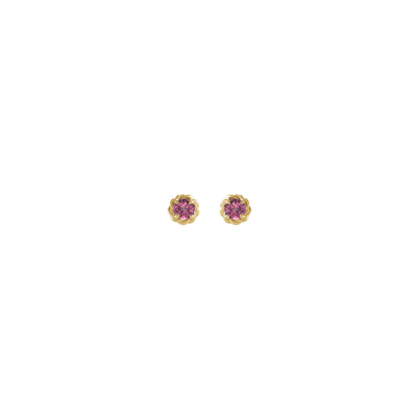 Pink Tourmaline Claw Rope Stud Earrings