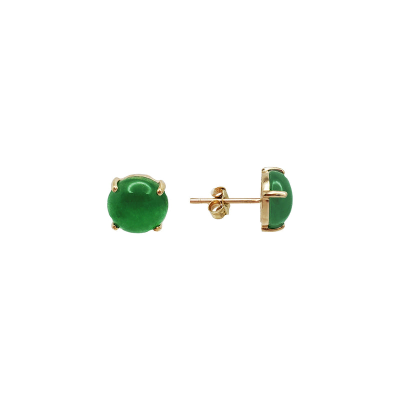 Jade Round Stud Earrings (14K)