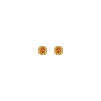 Round Citrine Beaded Cushion Setting Earrings