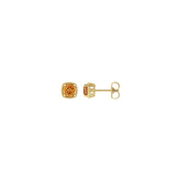 Round Citrine Beaded Cushion Setting Earrings