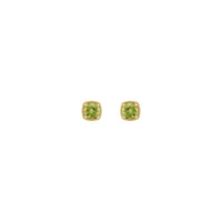 Round Peridot Beaded Cushion Setting Earrings