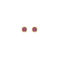 Round Pink Tourmaline Beaded Cushion Setting Earrings