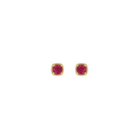 Round Ruby Beaded Cushion Setting Earrings