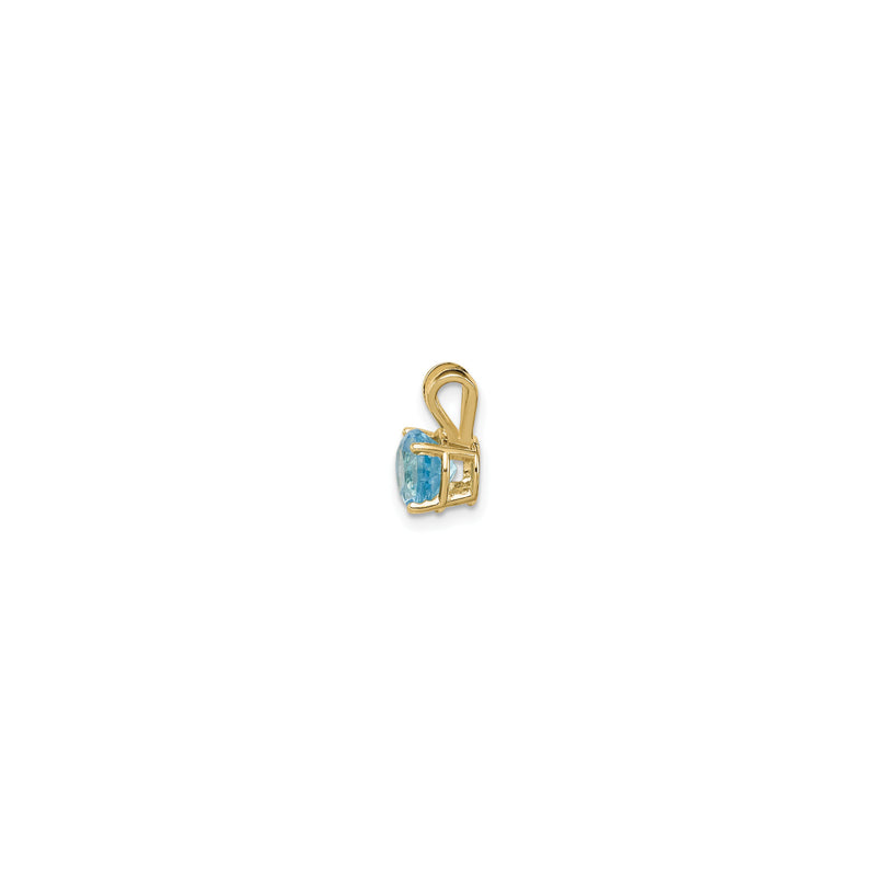 Round Swiss Blue Topaz Solitaire Pendant (14K)