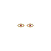 Ruby and White Sapphire Evil Eye Stud Earrings