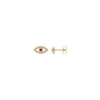 Ruby and White Sapphire Evil Eye Stud Earrings