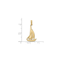 Scale view of a 14K yellow gold Sailboat Pendant