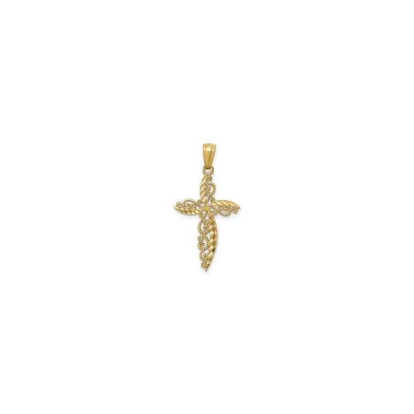 Scroll Design Cross Pendant (14K)