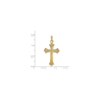 Scroll Patterned Fleur de Lis Cross Pendant (14K)