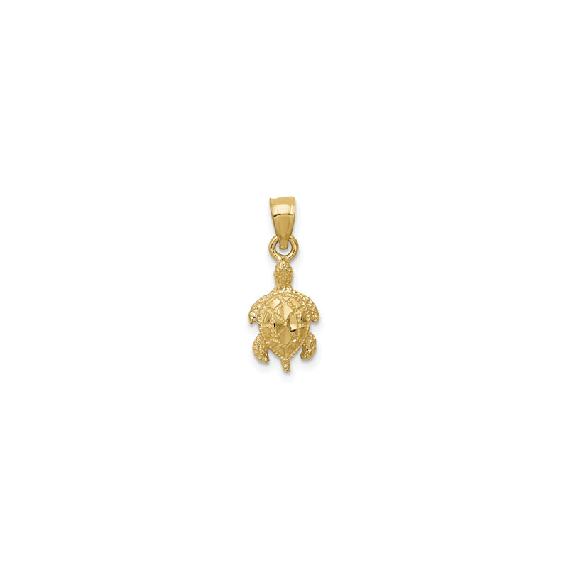 Textured Diamond Cut Sea Turtle Pendant (14K)