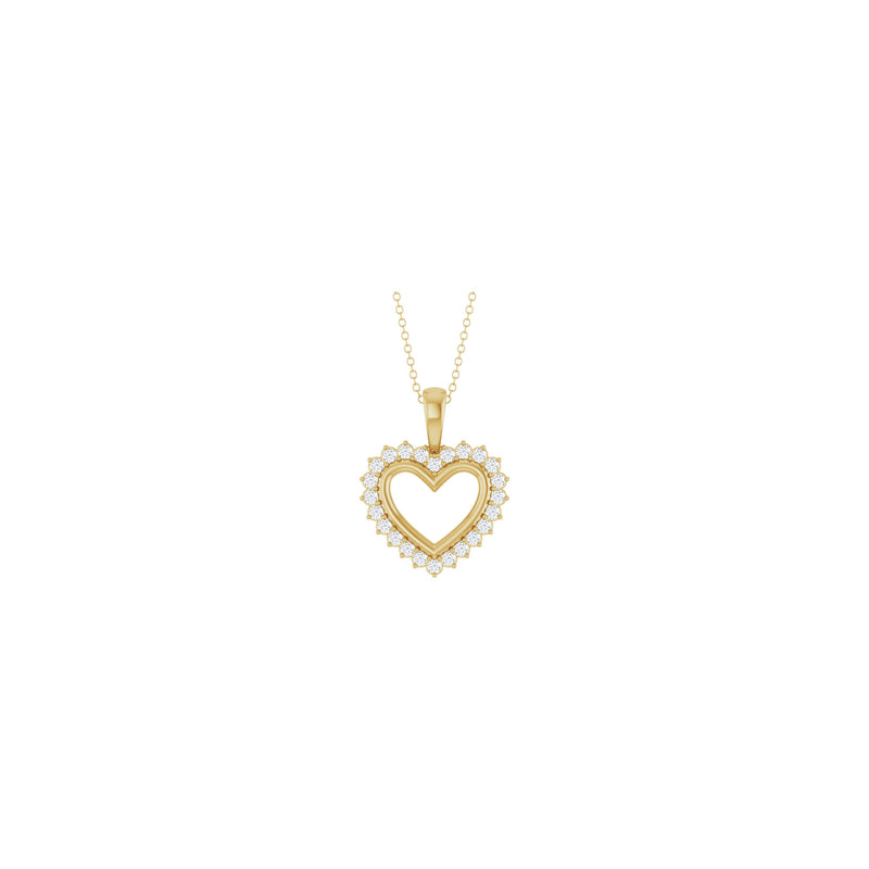 White Diamond Halo Heart Outline Necklace