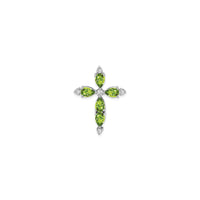 White Gold Peridot and Diamond Cross Pendant (14K)