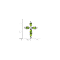 White Gold Peridot and Diamond Cross Pendant (14K)