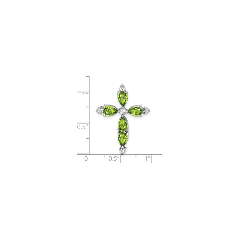 White Gold Peridot and Diamond Cross Pendant (14K)