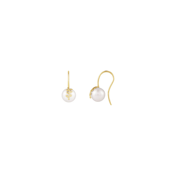 White Pearl Backless Earrings (14K)