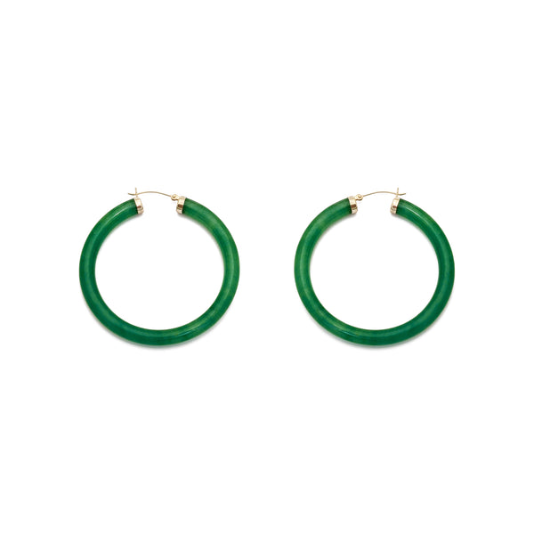 Jade Hoop Earrings (14K)