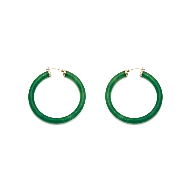 Jade Hoop Earrings (14K)