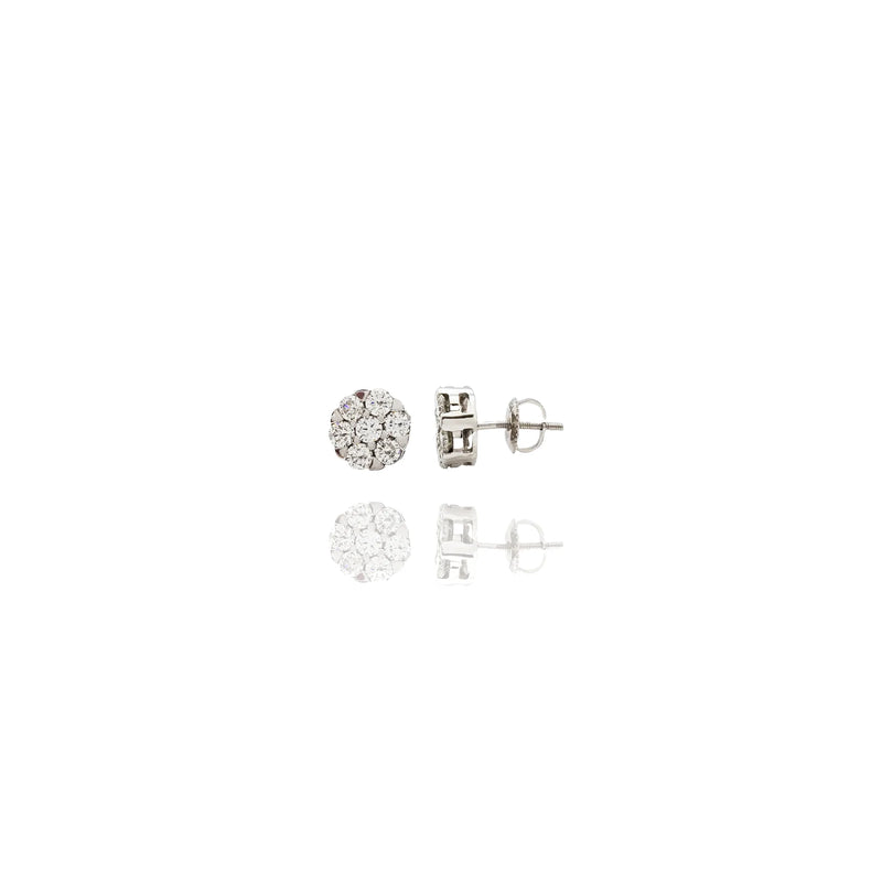 Flower Cluster Bridal Stud Diamond Earrings (Silver)