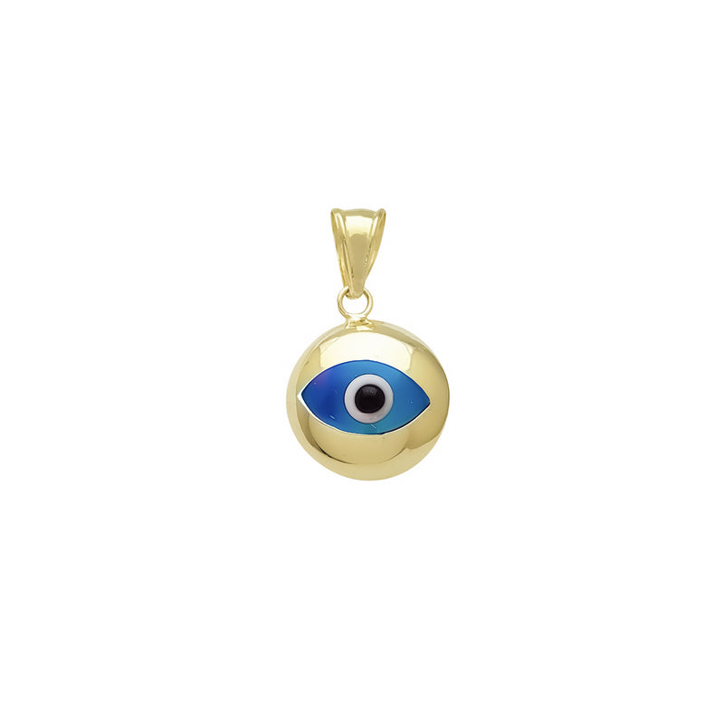 Plain Puffy Round Evil Eyes Pendant (14K)