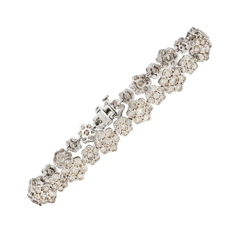 Diamond Flower Tennis Bracelet  (14K )