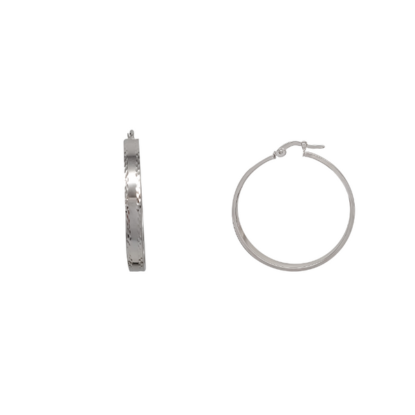 Diamond Cut White Gold Hoop Earring (14K)