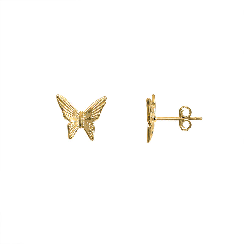 Textured Butterfly Stud Earrings (Silver)