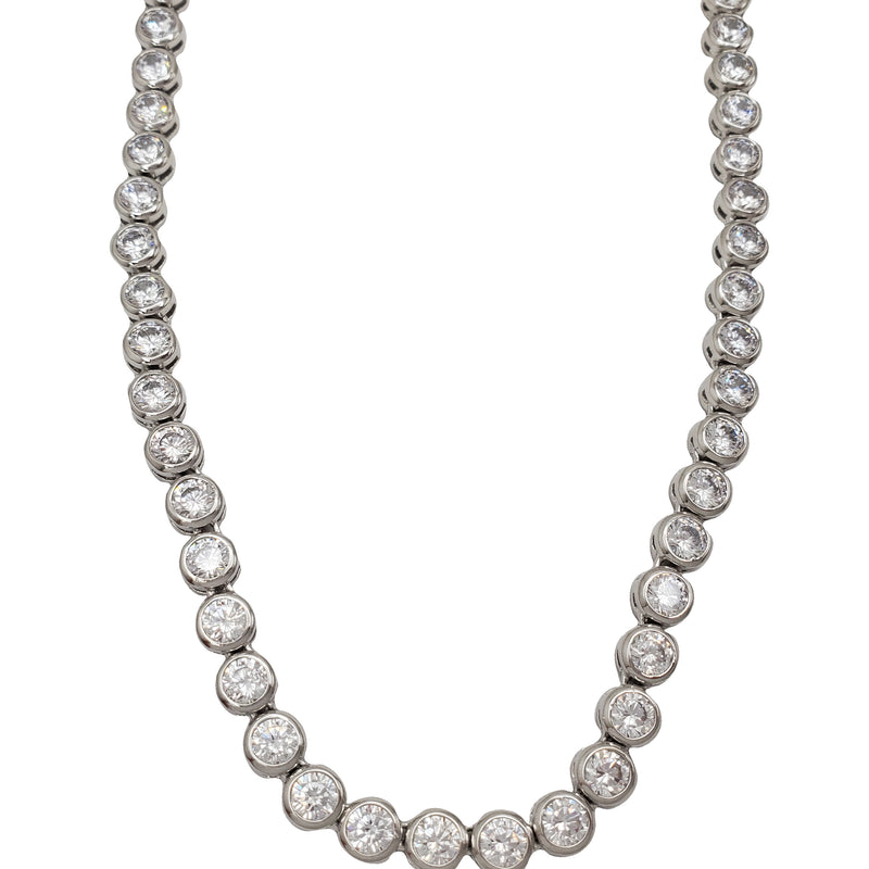 Cubic Zirconia Bezel Chain (Silver)