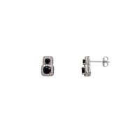 Zirconia & Black Onyx Stud Earrings (Silver)