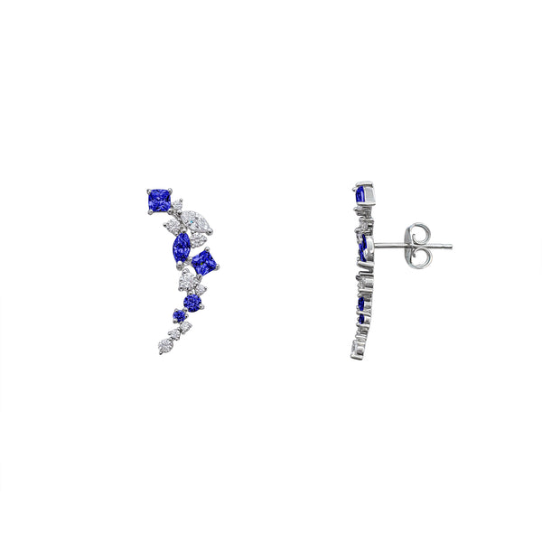 Zirconia Graduated Stud Earrings (Silver)