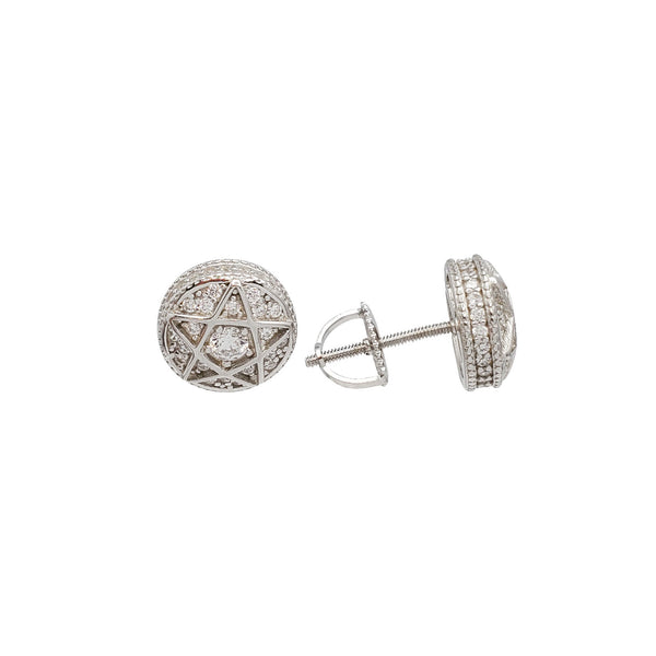 Zirconia Round Star Earrings (Silver)