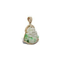 Diamond Jade Laughing Buddha Pendant (14K)