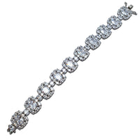 Emerald-Cut Marquise Halo Zirconia Tennis Bracelet (Silver)