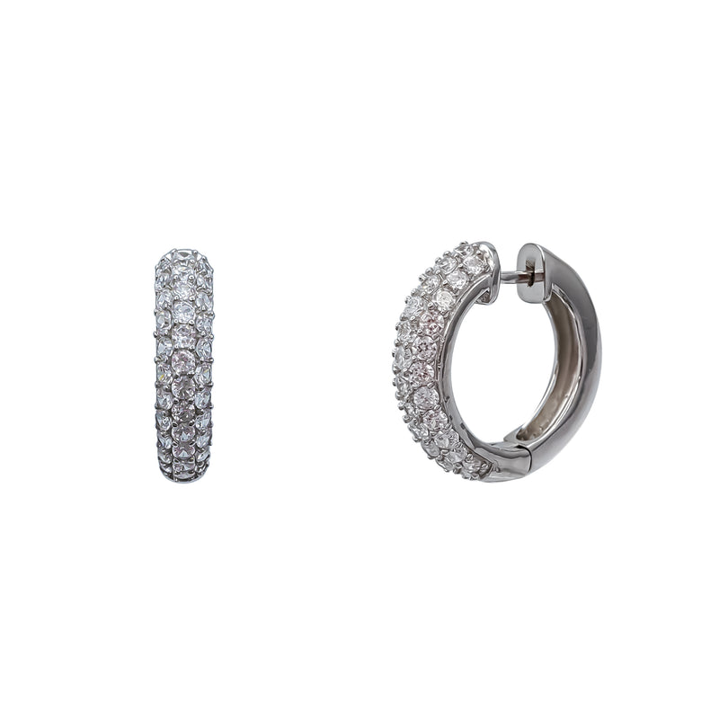 Zirconia Pave Hoop Earrings (Silver)