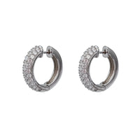 Zirconia Pave Hoop Earrings (Silver)