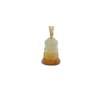 Diamond Marbling Guanyin Jade Pendant (14K)