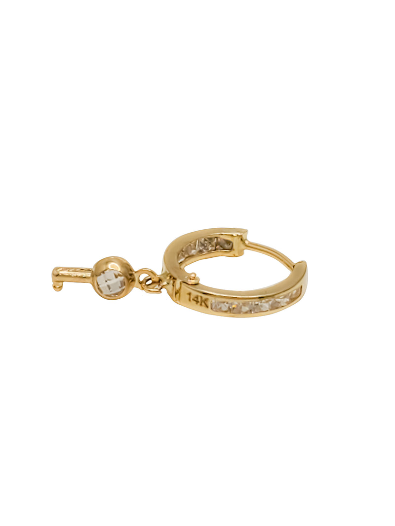 Key Huggie Earrings (14K)