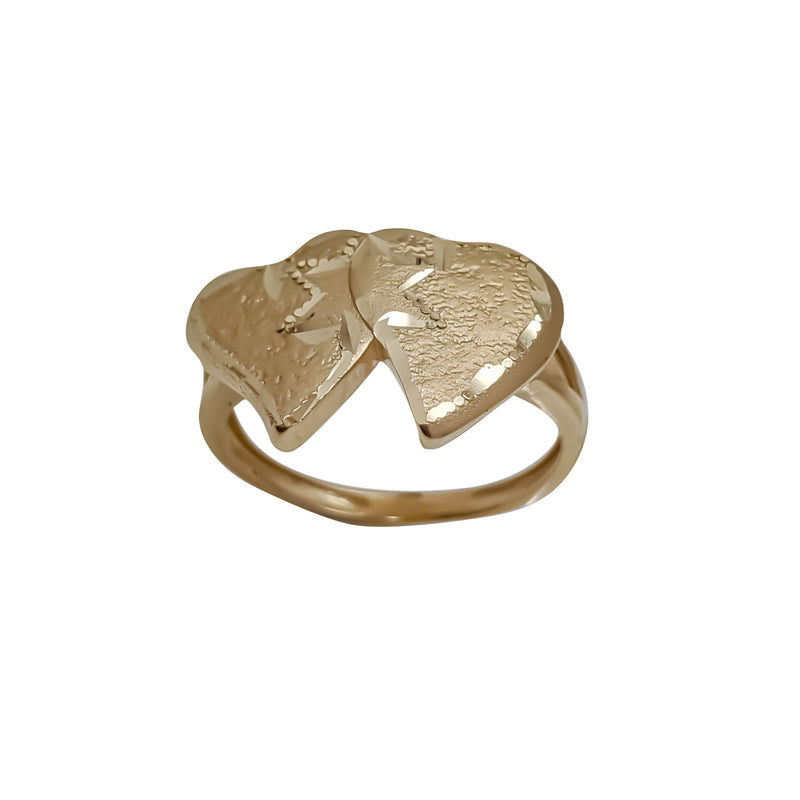 Diamond-Cut Double Heart Ring (14K)