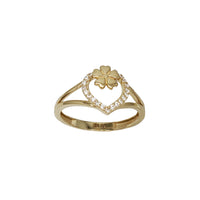 Zirconia Heart with Flower Ring (14K)