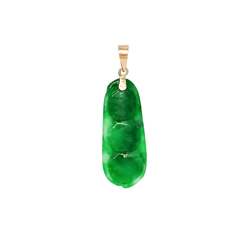 Green Jade Pea Pod Drop Pendant