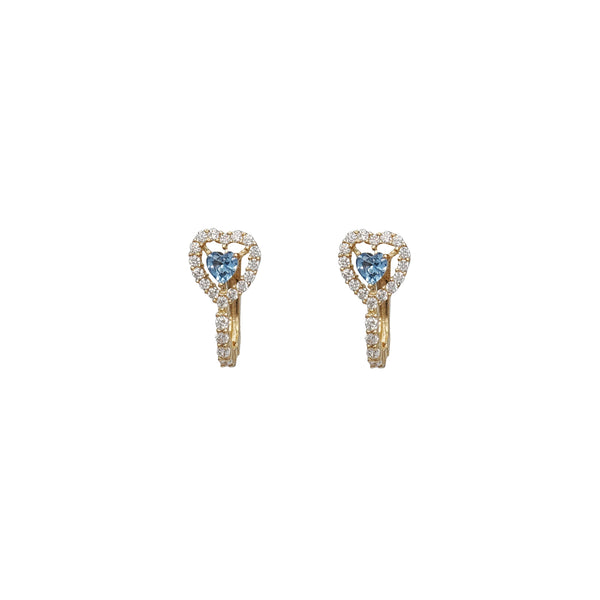 Zirconia Blue Heart Huggie Earring (14K)