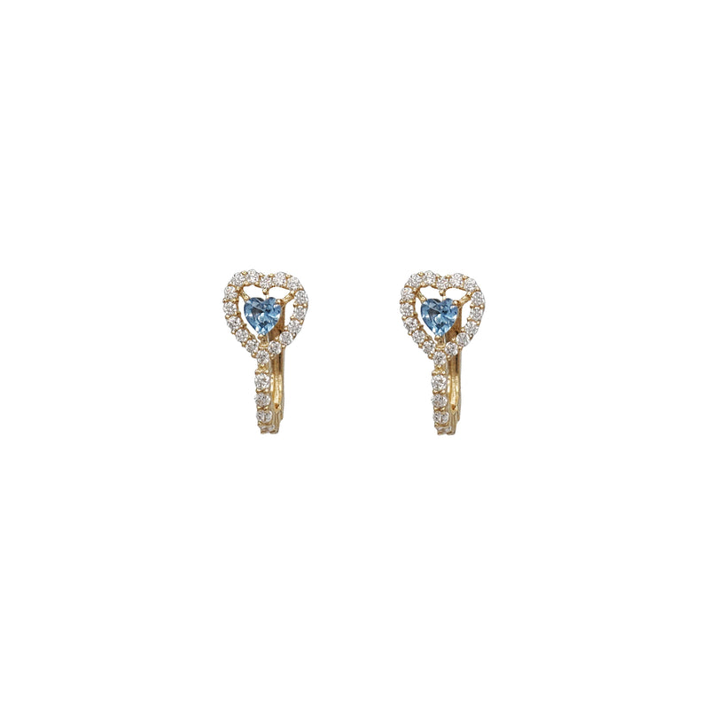 Zirconia Blue Heart Huggie Earring (14K)