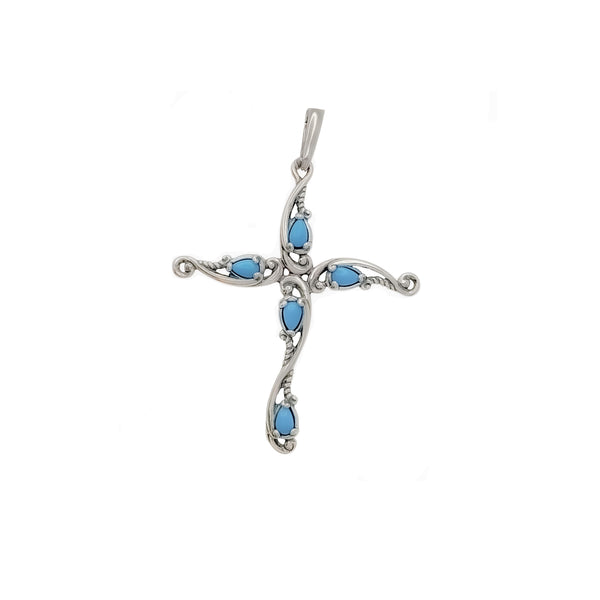 Opal Cross Pendant (Silver)