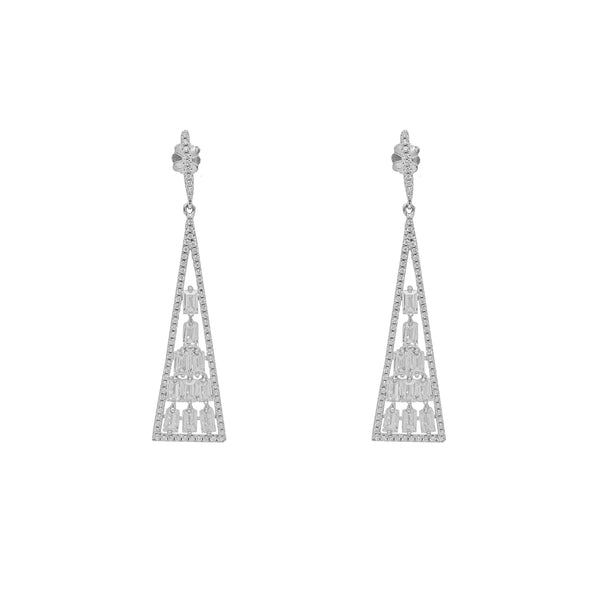 Maya Cristal Pyramid Zirconia Earring (Silver)