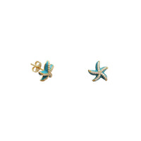 Cubic Zirconia & Enamel Sea of Star Earrings (Silver)