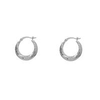 Diamond-Cut Wavy Hoop Earrings (Silver)